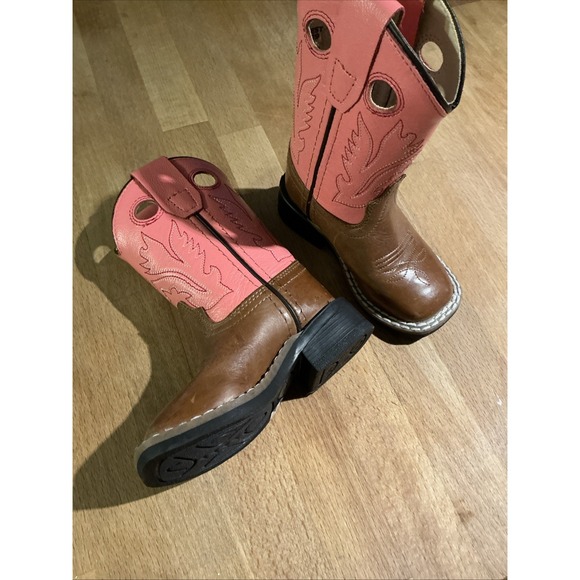 Old West Other - Old West CW2552Y Cowboy Boots Leather Upper Pink & Brown Toddler size US 4.5